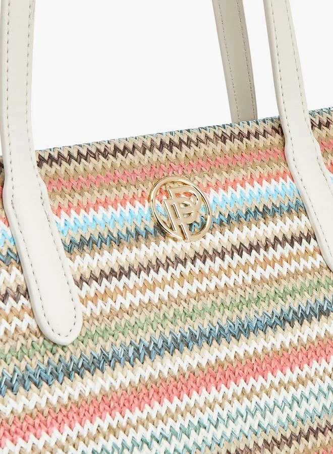 Peppermint MULTICOLOUR Textured Tote Bag With Zip Closure for Women | Best Price UAE